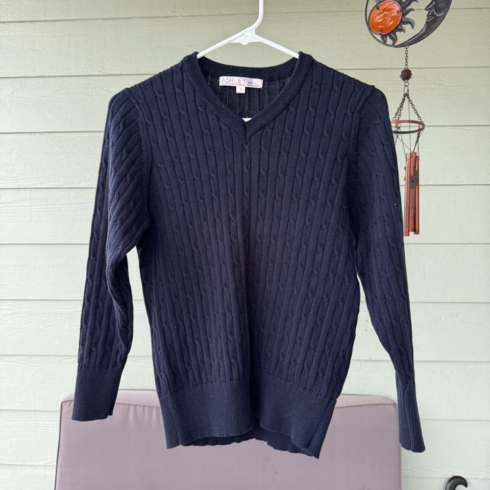 Ashley By 26 International Navy Blue V-Neck Sweater